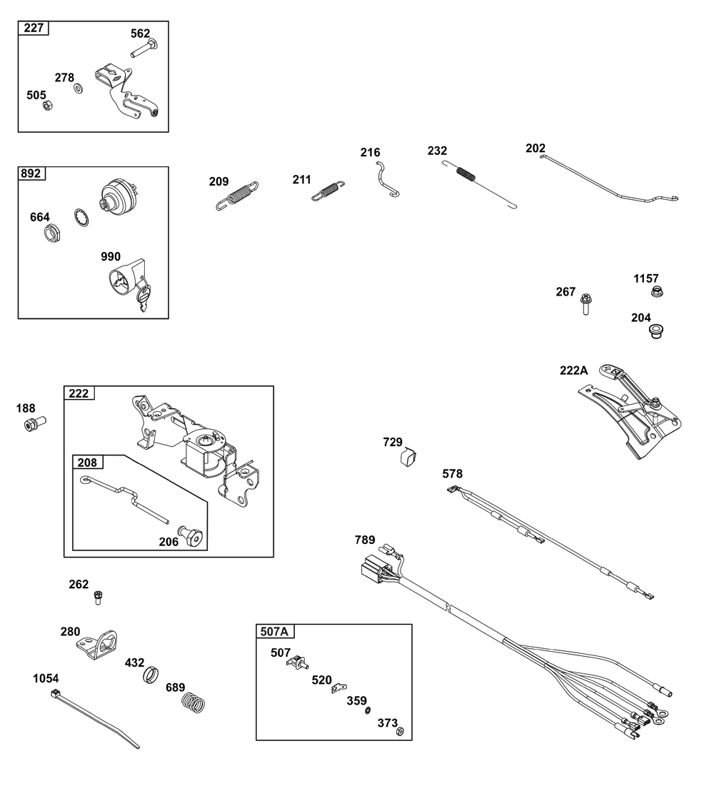 Controls Group Diagram and Parts List for 385447-0111-B5 200000 - 399999 Briggs and Stratton Engine